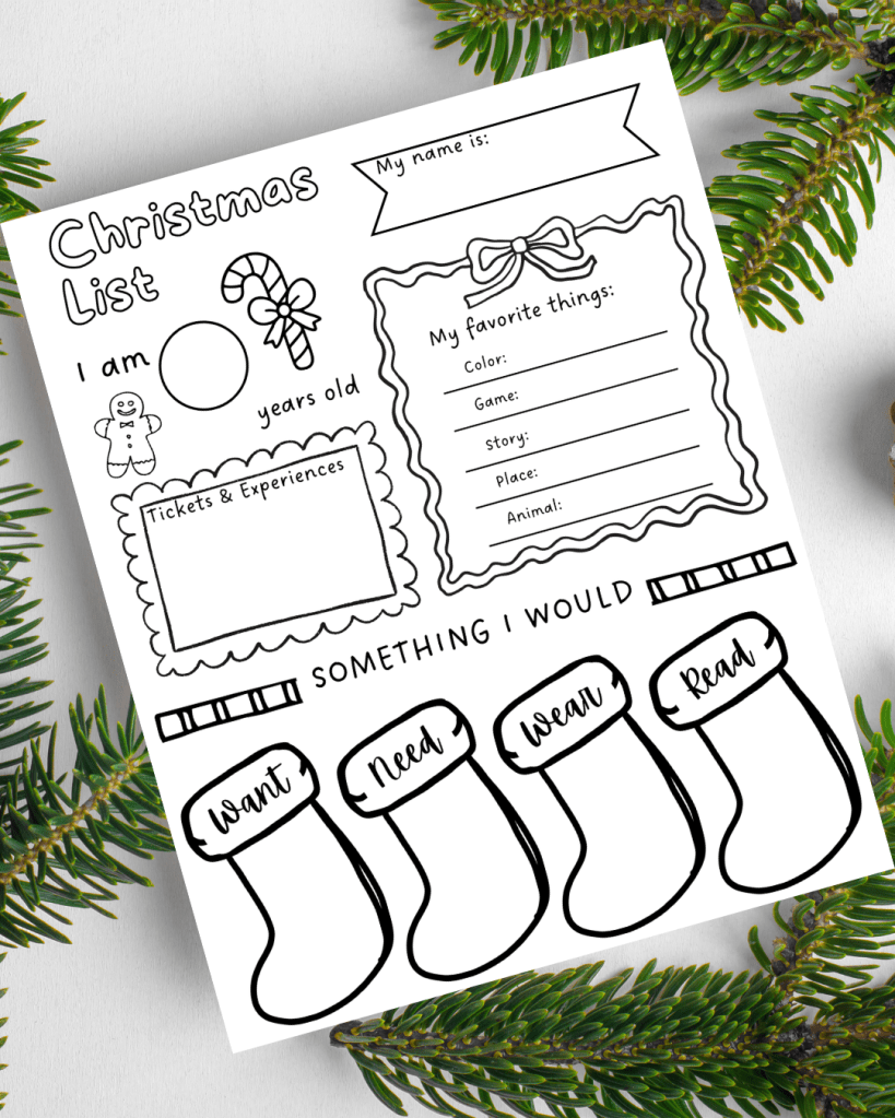 Christmas Wish List Printable