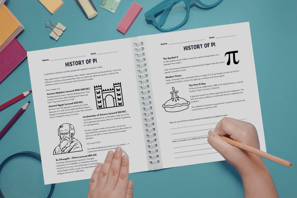 History of Pi Worksheet